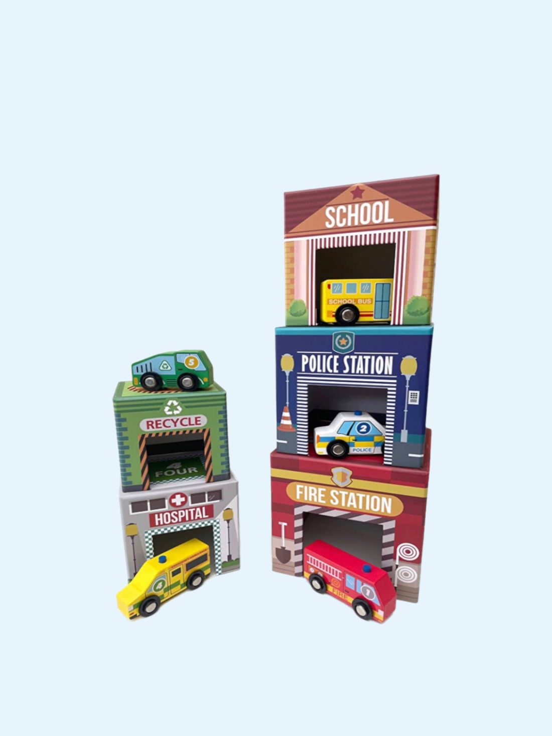 Wooden Toy Cars and Nesting Stacking