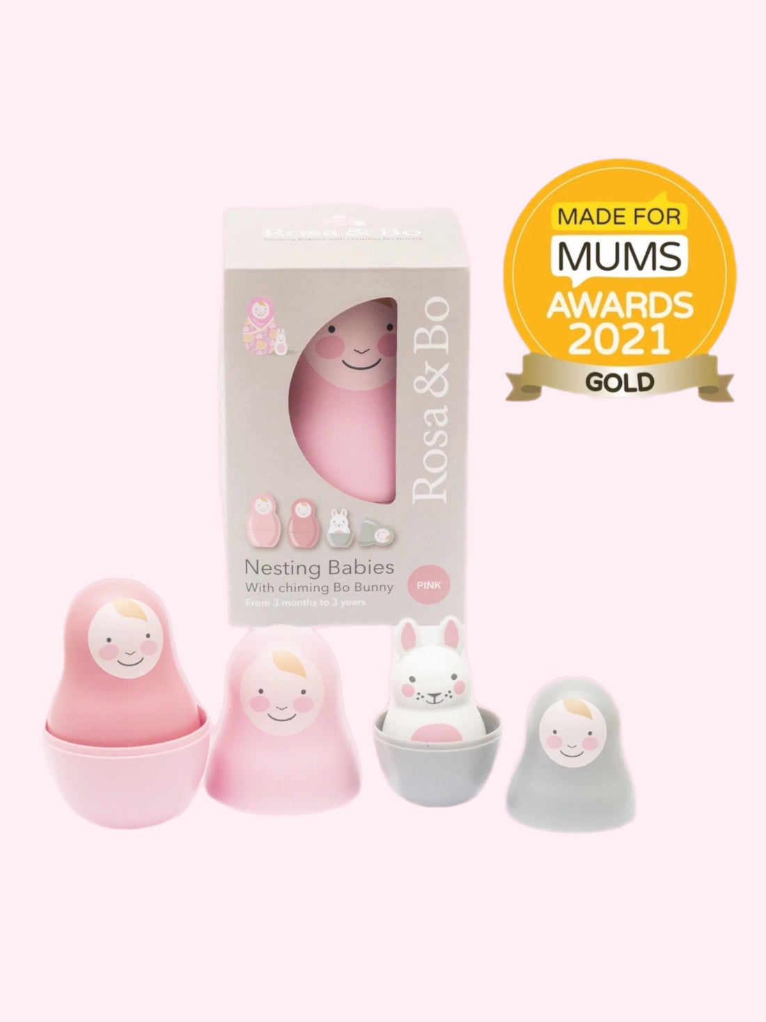 Rosa &amp; Bo Pink Nesting Babies with Chiming Bo Bunny
