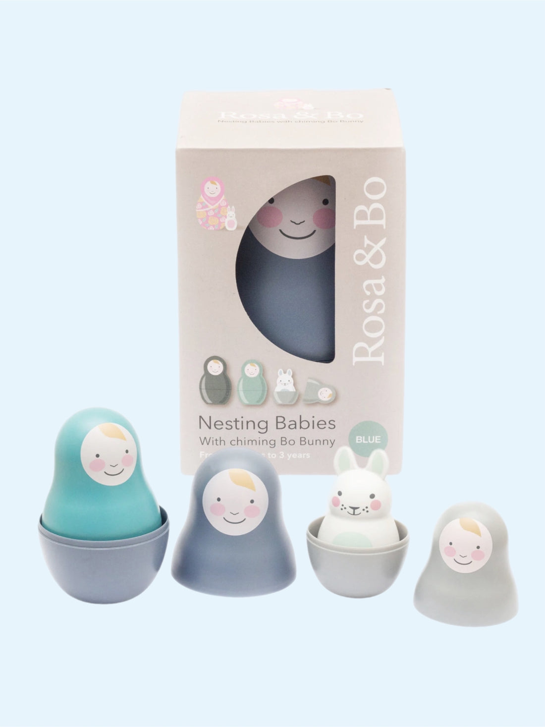 Rosa &amp; Bo Blue Nesting Babies with Chiming Bo Bunny