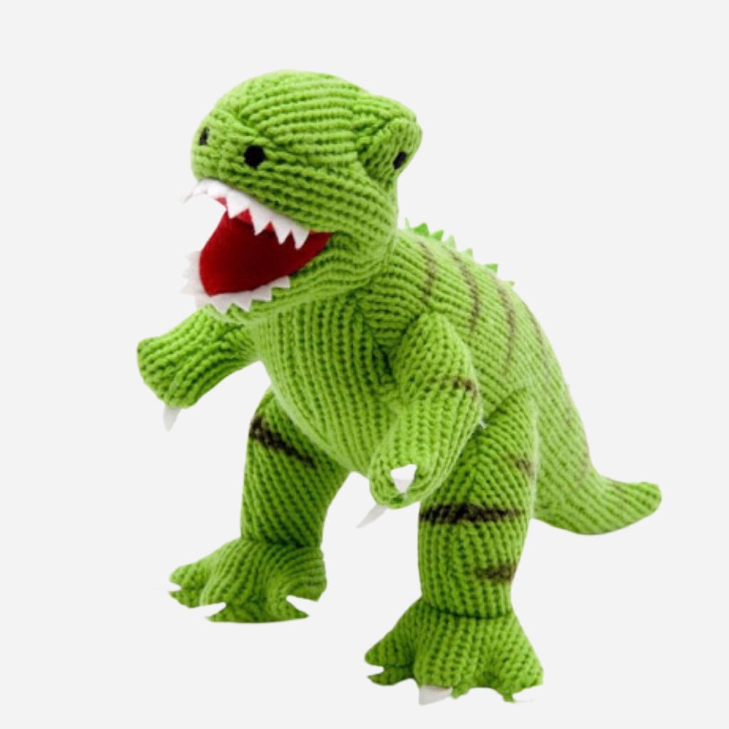 Knitted Green T Rex Dinosaur Toy - Soft Toys
